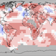 Red indicates the warmest temperatures on record. Pink signifies temperatures “much warmer than average” and light pink means “warmer than average,” according to NOAA.